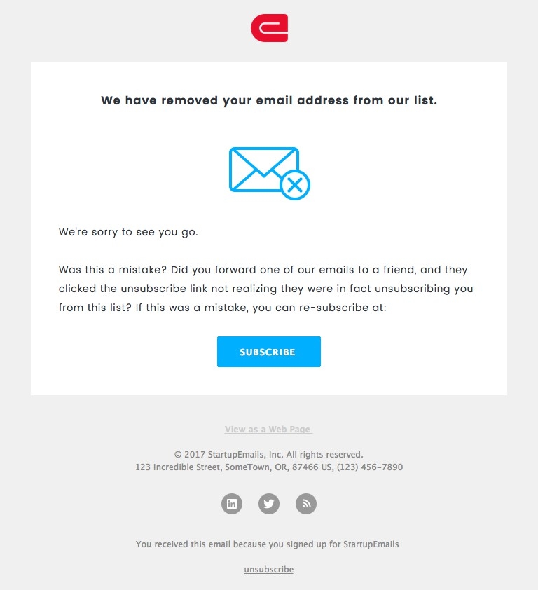 Unsubscribed - Responsive HTML Email Template desktop