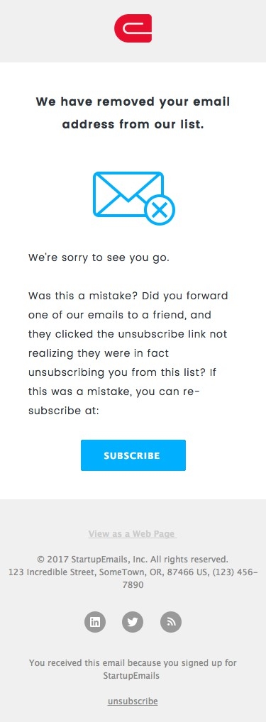 Unsubscribed - Responsive HTML Email Template mobile