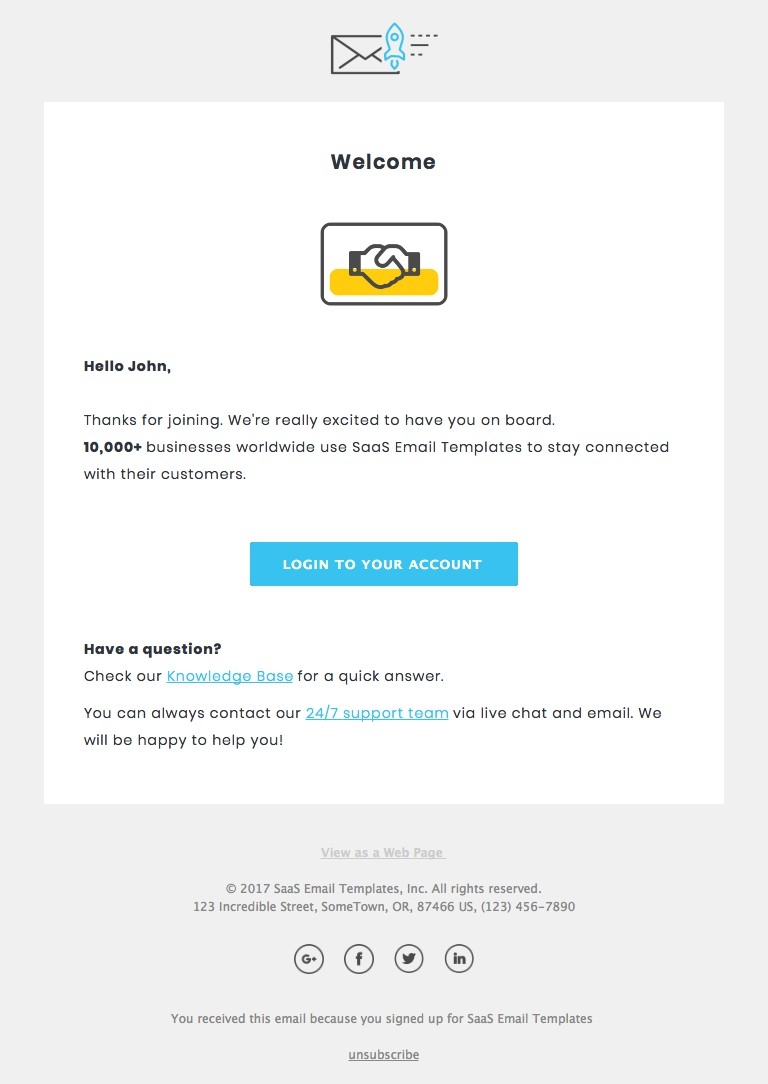 Registration thanks - Responsive HTML Email Template desktop