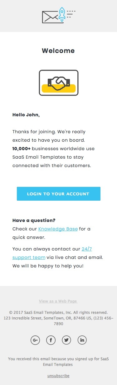 Registration thanks - Responsive HTML Email Template mobile