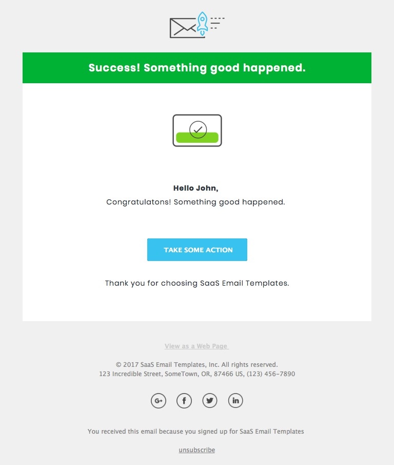 Success Message - Responsive HTML Email Template desktop
