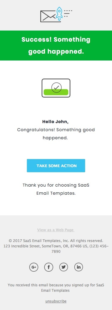 Success Message - Responsive HTML Email Template mobile