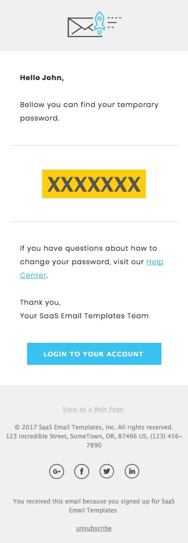 Temporary Password - Responsive HTML Email Template mobile