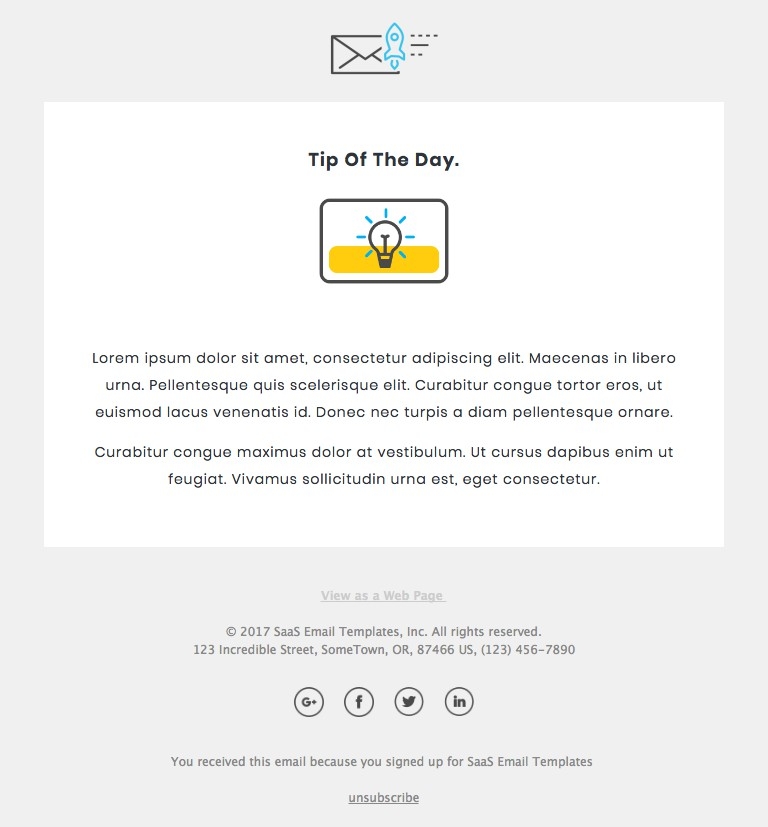 Tip of the day - Responsive HTML Email Template desktop