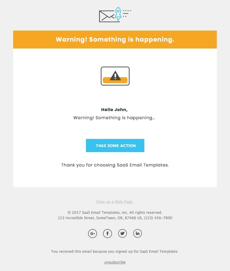 Warning Message - Responsive HTML Email Template desktop