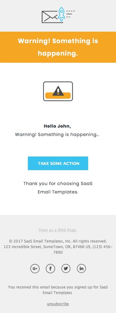 Warning Message - Responsive HTML Email Template mobile