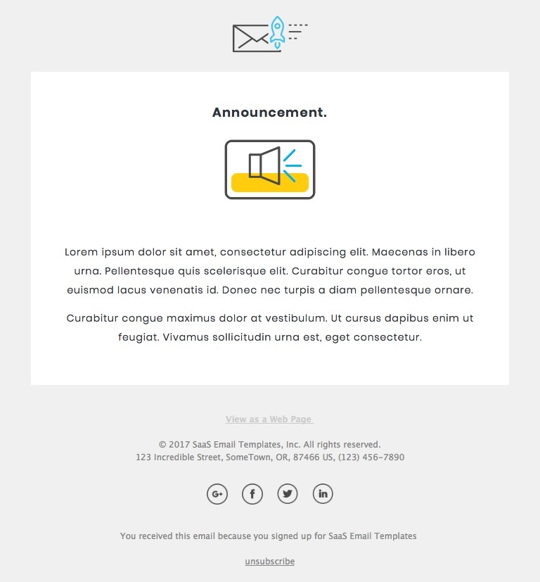 Announcement - Responsive HTML Email Template desktop