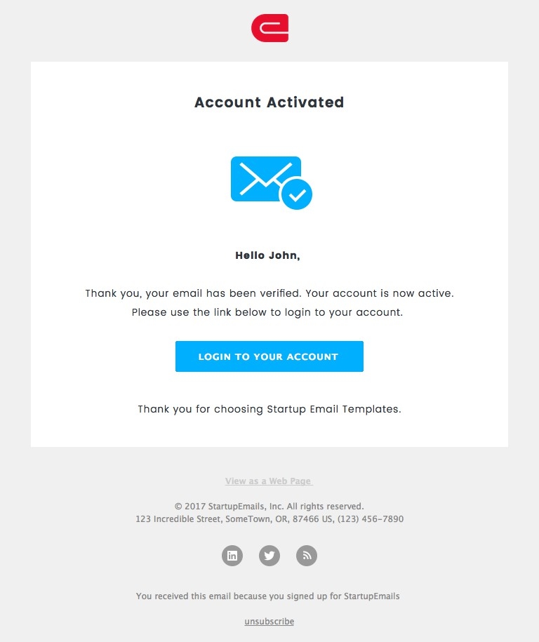 Email Verified - Responsive HTML Email Template desktop