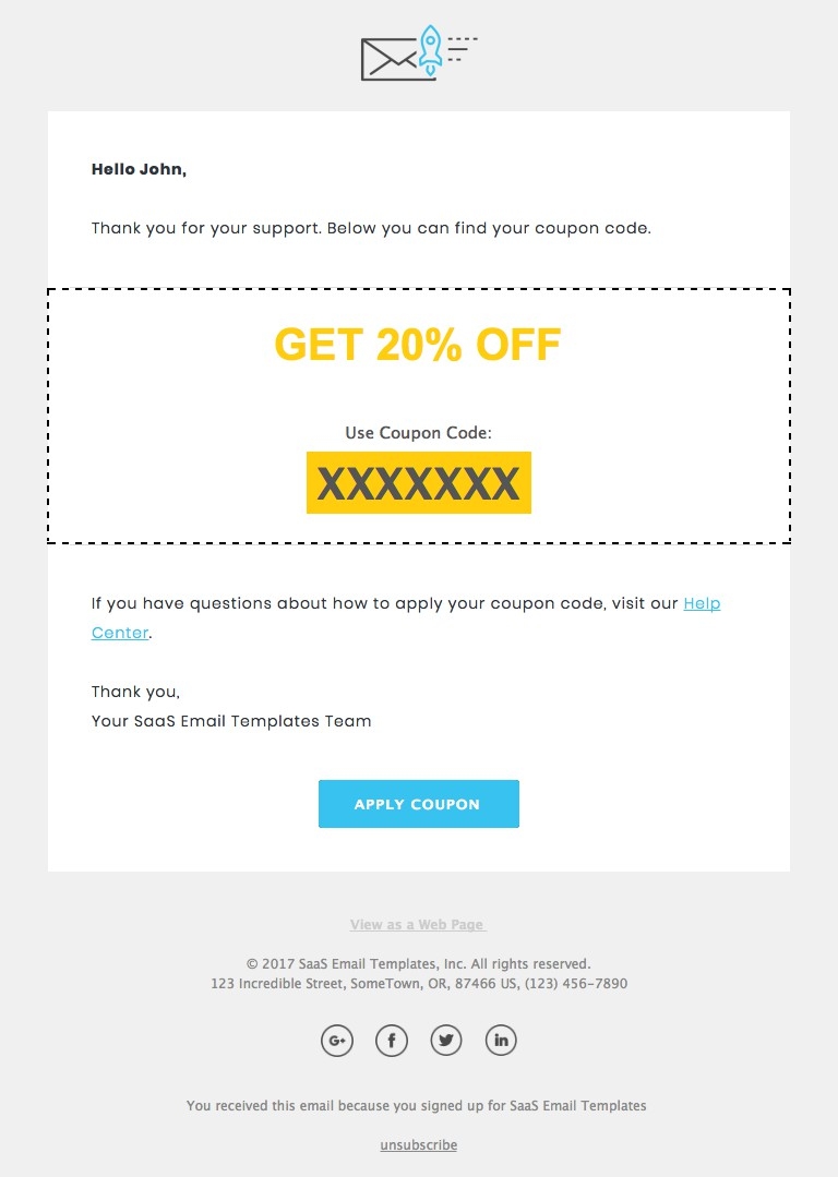 Coupon - Responsive HTML Email Template desktop