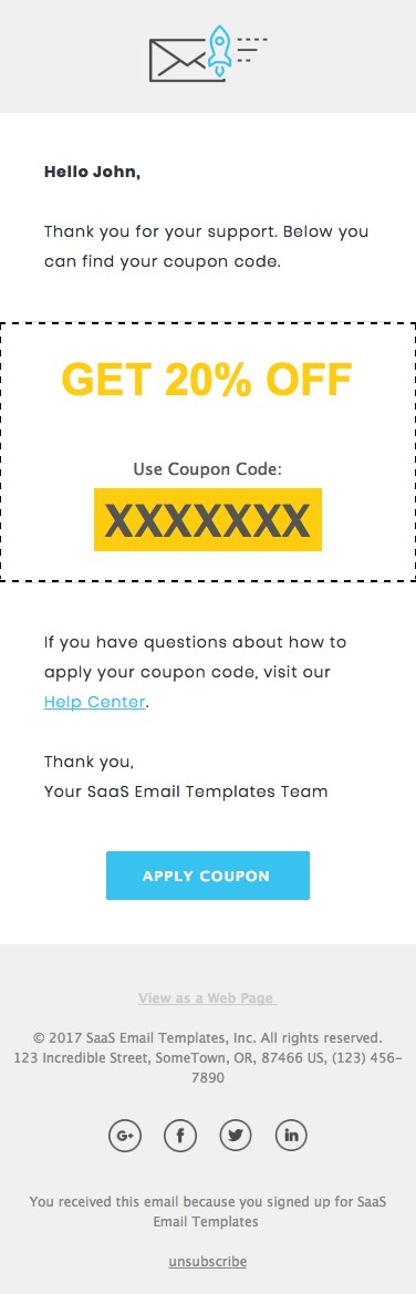 Coupon - Responsive HTML Email Template mobile
