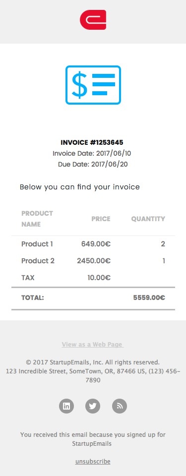 Invoice - Responsive HTML Email Template mobile