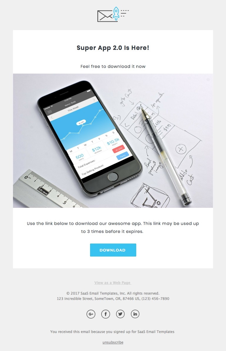 Download App - Responsive HTML Email Template desktop