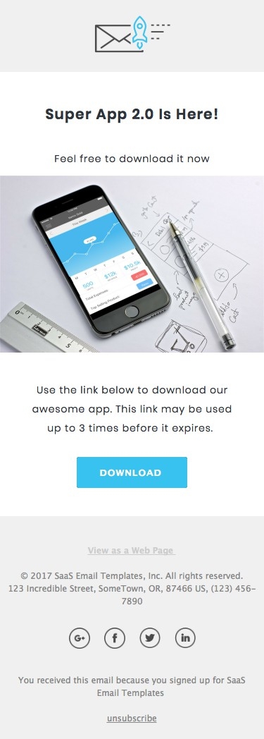 Download App - Responsive HTML Email Template mobile