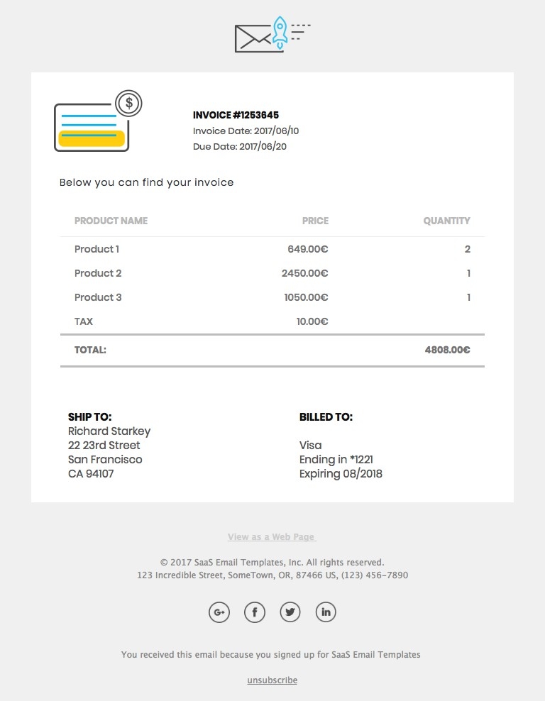 Invoice - Responsive HTML Email Template desktop