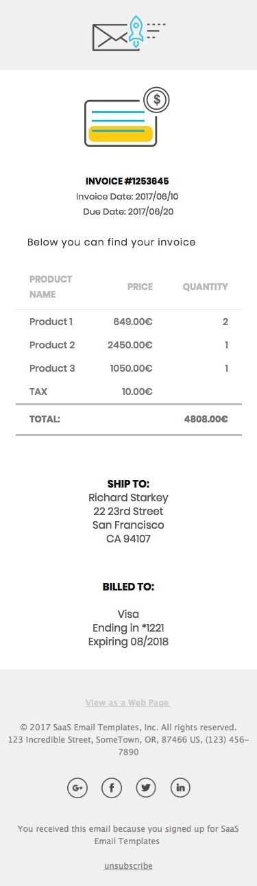 Invoice - Responsive HTML Email Template mobile