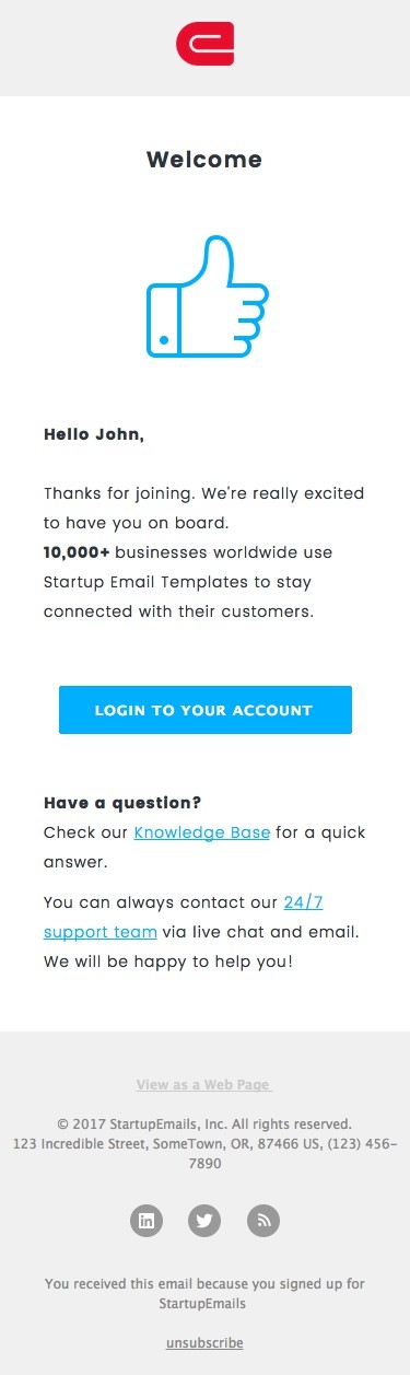 Registration Thanks - Responsive HTML Email Template mobile